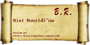 Biel Ruszlána névjegykártya